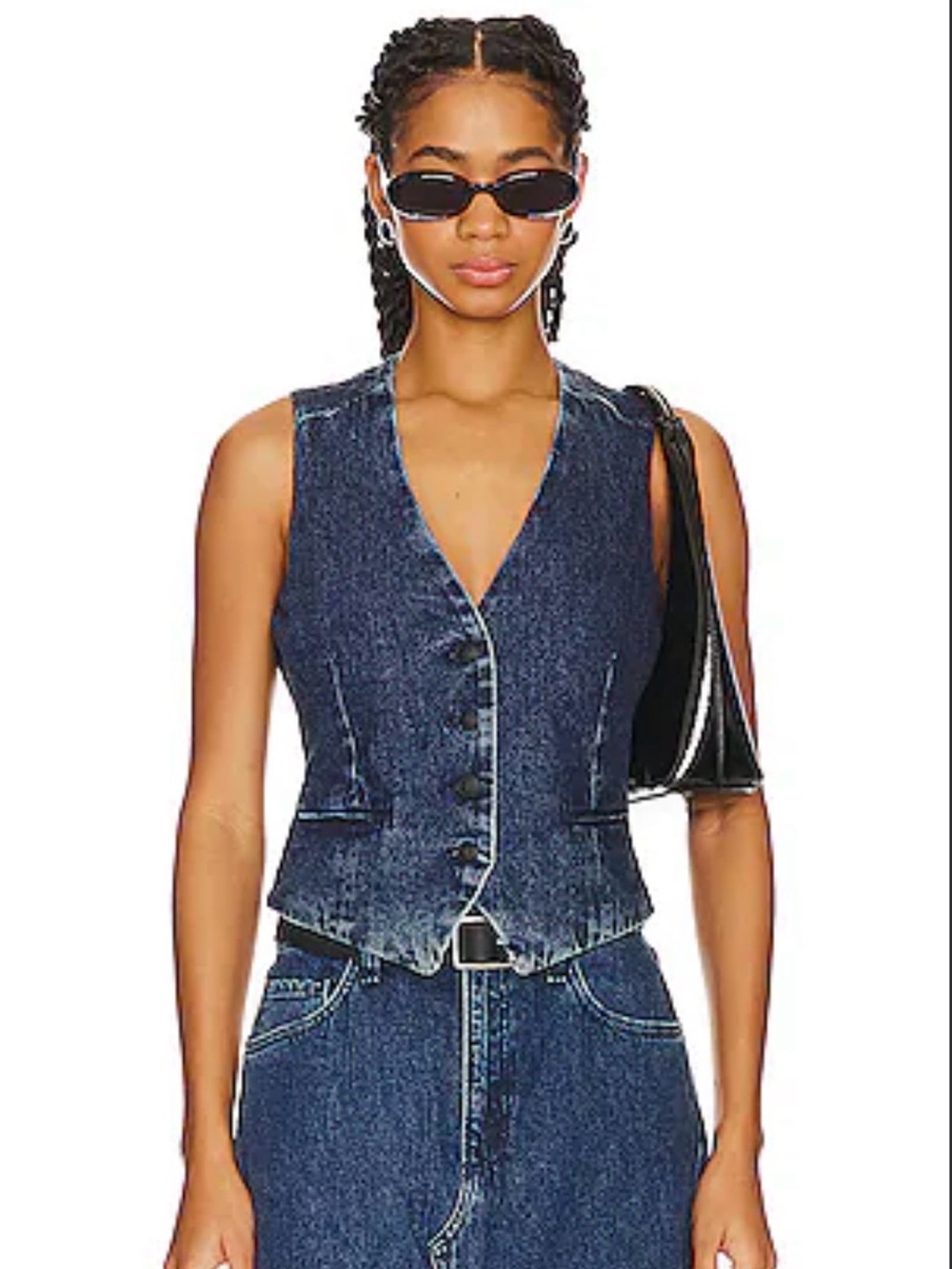 rag & bone Priya Cropped Denim Vest Blue Size 6